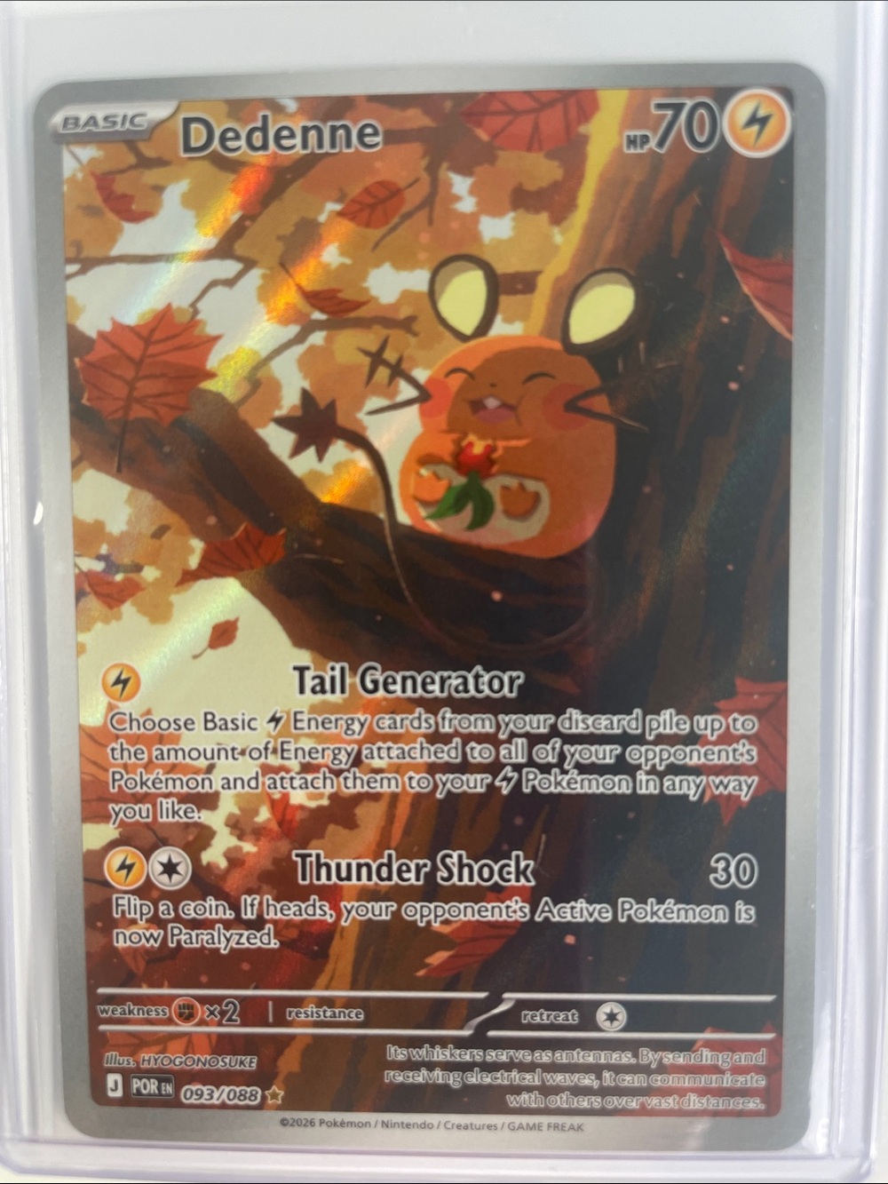 Pokemon Dedenne Holo Card - Orange, Brown, Gold